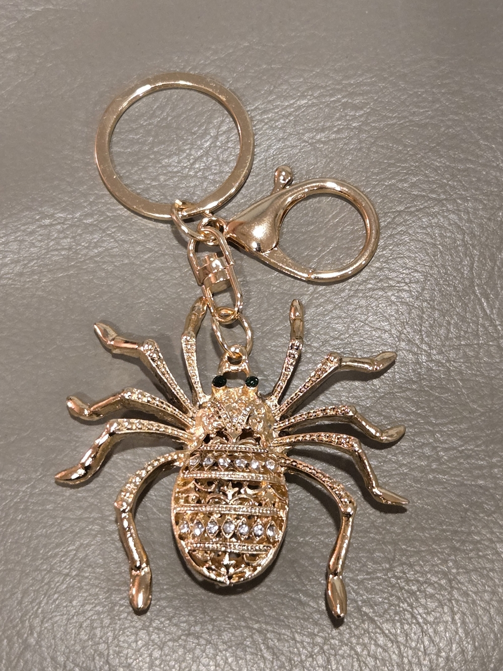 Gold Crystal Spider Bag Charm/Keychain
